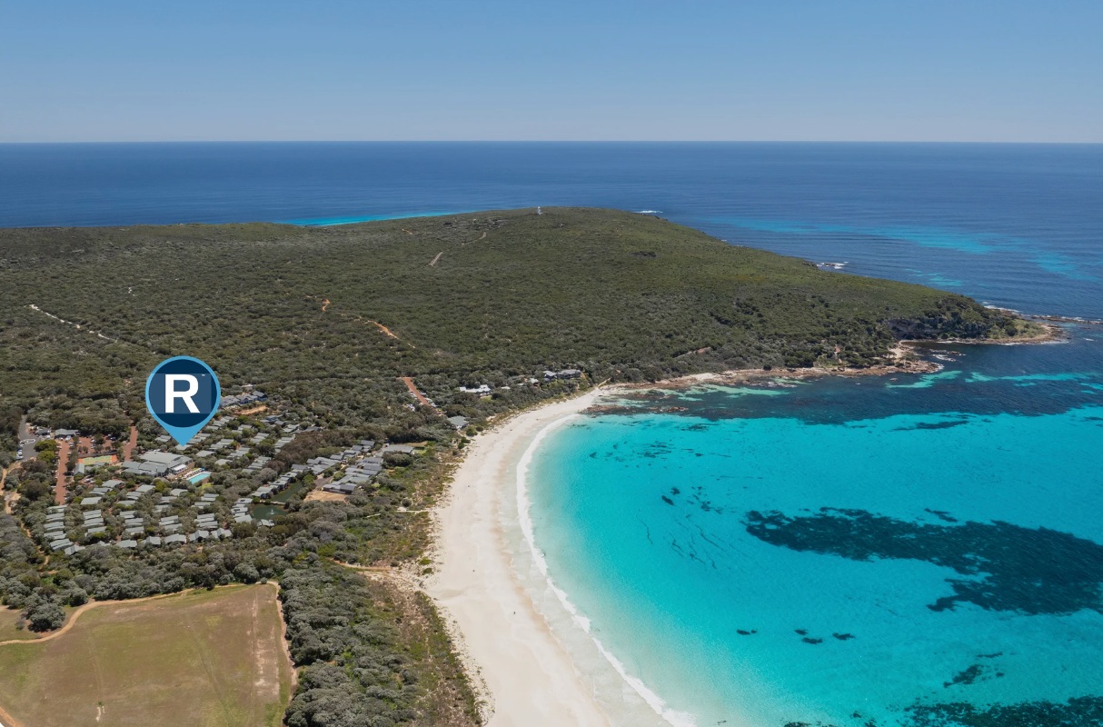 Aerial view of Pullman Bunker Bay and the coastline